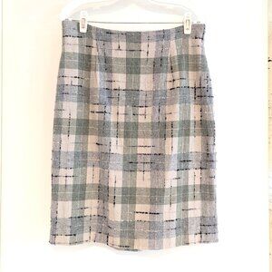 Vintage Pendleton Midi skirt Women Size 12 Gray & Blue Plaid 60s Back Zip Lined